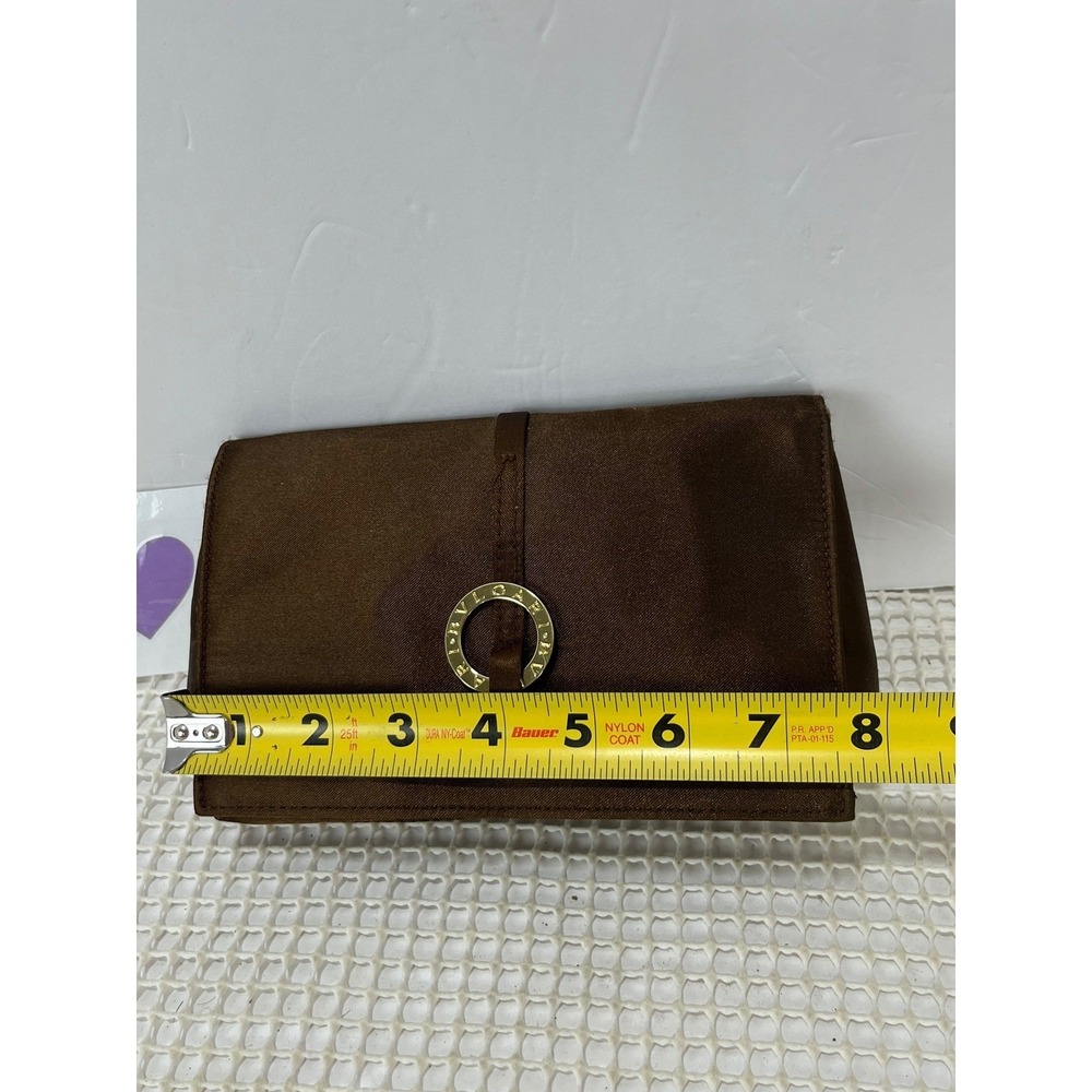 Emirates Bulgari Brown Cosmetic Travel Pouch Bag Mirror Gold Ring - Picture 8 of 10